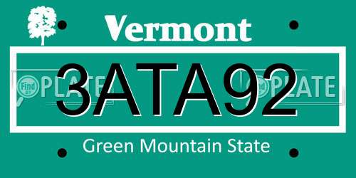 3ATA92 Vermont License Plate