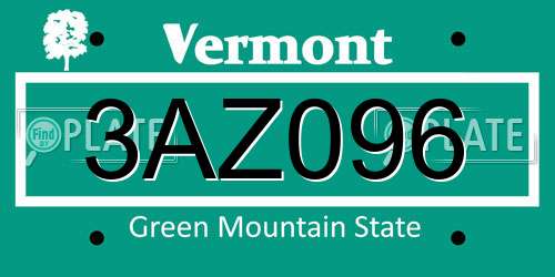 3AZ096 Vermont License Plate