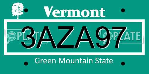 3AZA97 Vermont License Plate