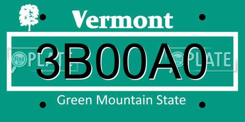 3B00A0 Vermont License Plate