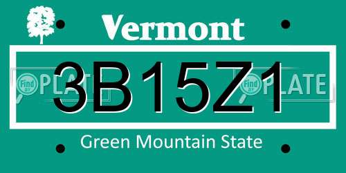 3B15Z1 Vermont License Plate