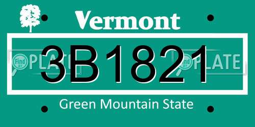 3B1821 Vermont License Plate