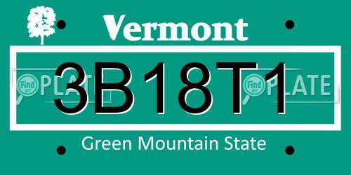 3B18T1 Vermont License Plate