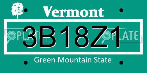 3B18Z1 Vermont License Plate