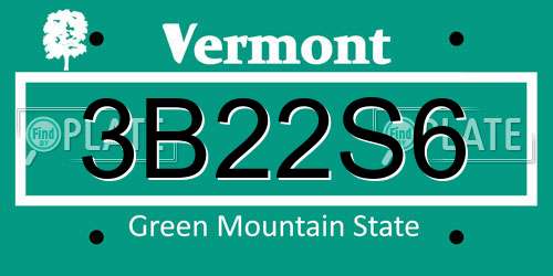 3B22S6 Vermont License Plate