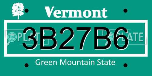 3B27B6 Vermont License Plate