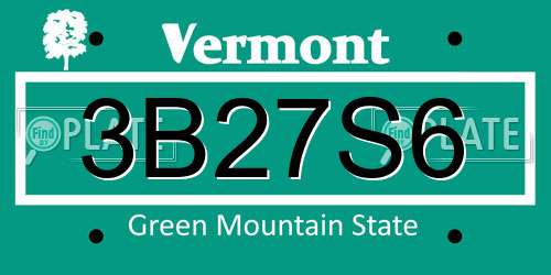 3B27S6 Vermont License Plate