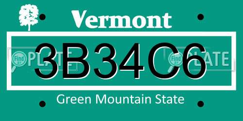 3B34C6 Vermont License Plate