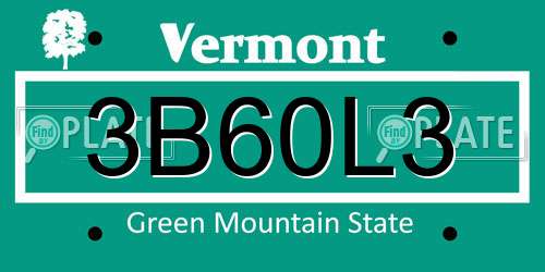 3B60L3 Vermont License Plate