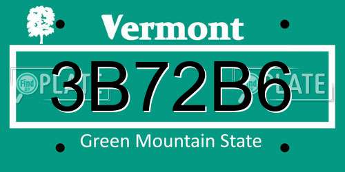 3B72B6 Vermont License Plate