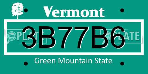 3B77B6 Vermont License Plate