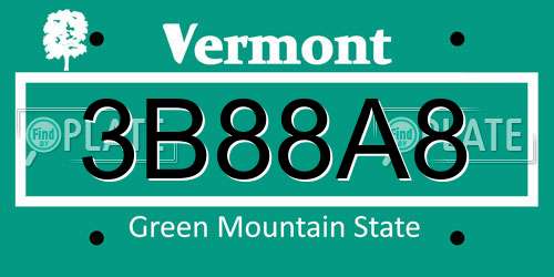 3B88A8 Vermont License Plate