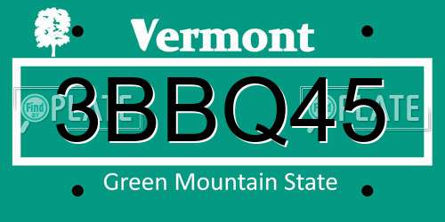 3BBQ45 Vermont License Plate