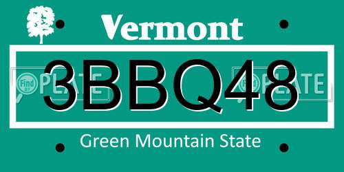 3BBQ48 Vermont License Plate