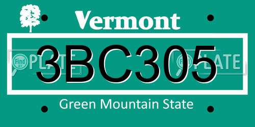 3BC305 Vermont License Plate