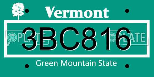 3BC816 Vermont License Plate