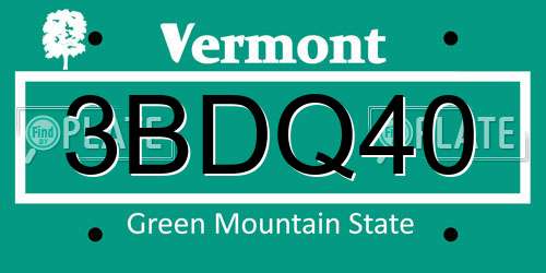 3BDQ40 Vermont License Plate