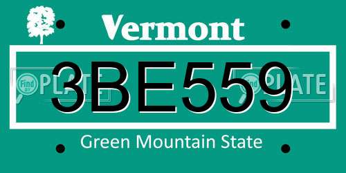 3BE559 Vermont License Plate