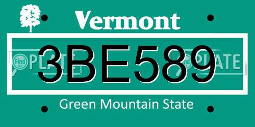 3BE589 Vermont License Plate