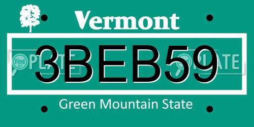 3BEB59 Vermont License Plate