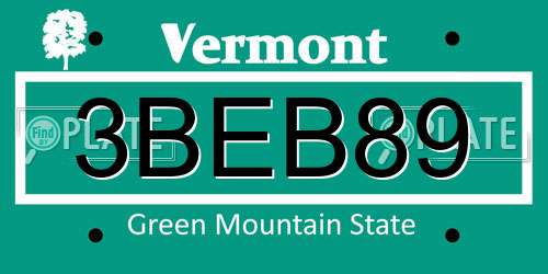 3BEB89 Vermont License Plate