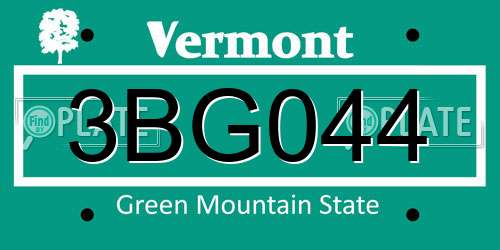 3BG044 Vermont License Plate