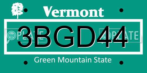 3BGD44 Vermont License Plate