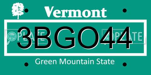 3BGO44 Vermont License Plate