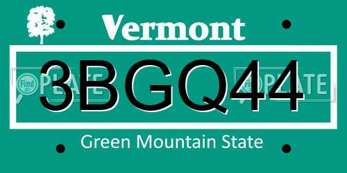 3BGQ44 Vermont License Plate