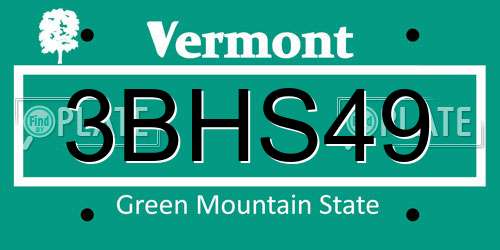 3BHS49 Vermont License Plate