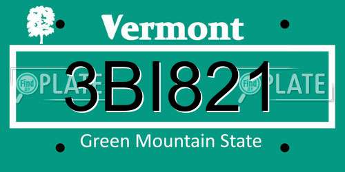 3BI821 Vermont License Plate