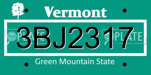 3BJ2317 Vermont License Plate