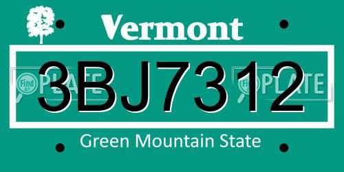 3BJ7312 Vermont License Plate