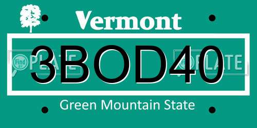 3BOD40 Vermont License Plate