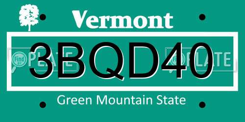 3BQD40 Vermont License Plate