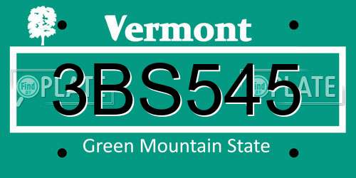 3BS545 Vermont License Plate
