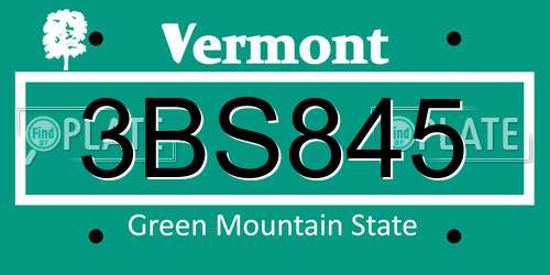 3BS845 Vermont License Plate