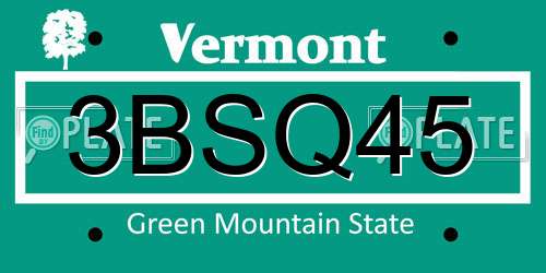 3BSQ45 Vermont License Plate