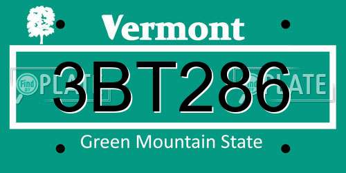 3BT286 Vermont License Plate