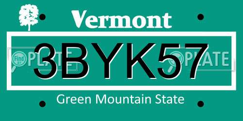 3BYK57 Vermont License Plate