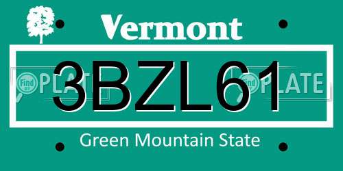 3BZL61 Vermont License Plate
