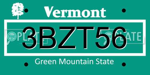 3BZT56 Vermont License Plate