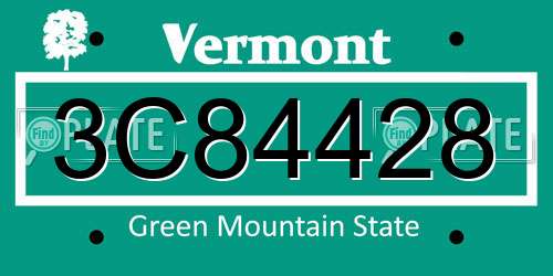 3C84428 Vermont License Plate
