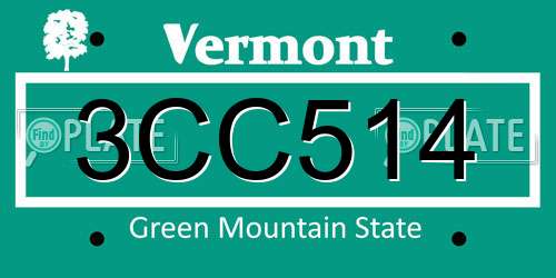 3CC514 Vermont License Plate