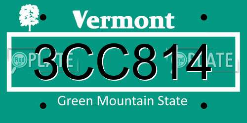 3CC814 Vermont License Plate