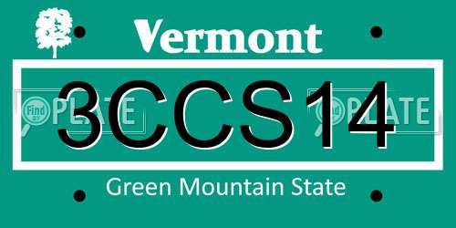 3CCS14 Vermont License Plate