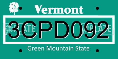 3CPD092 Vermont License Plate