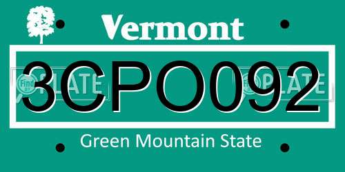 3CPO092 Vermont License Plate
