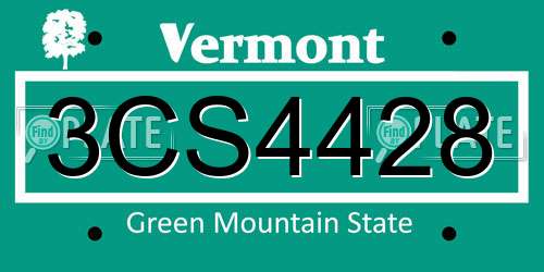 3CS4428 Vermont License Plate