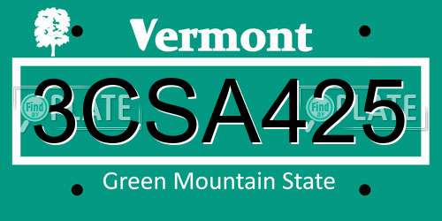 3CSA425 Vermont License Plate
